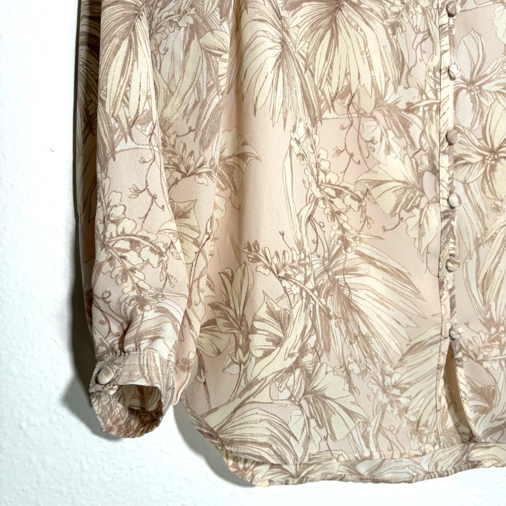 Cynthia Rowley S Botanical Print Button Front Sheer Blouse Womens - Picture 10 of 13
